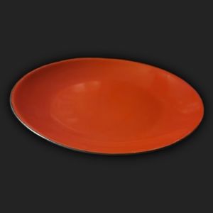 Vtg Salad Dessert Plate By Emerald Red/Charcoal Black Ceramic